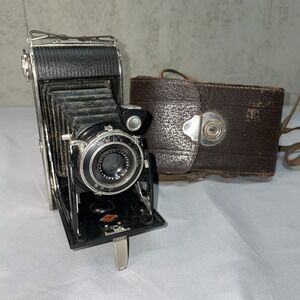 VNTG AGFA BILLY RECORD ANASTIGMAT-JGSTAR F:7.7 Folding Camera with Leather Case